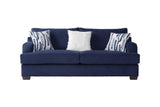 Cameo Navy Blue Modern Contemporary Solid Wood And Metal Velvet Upholstered Sofa - Ella Furniture