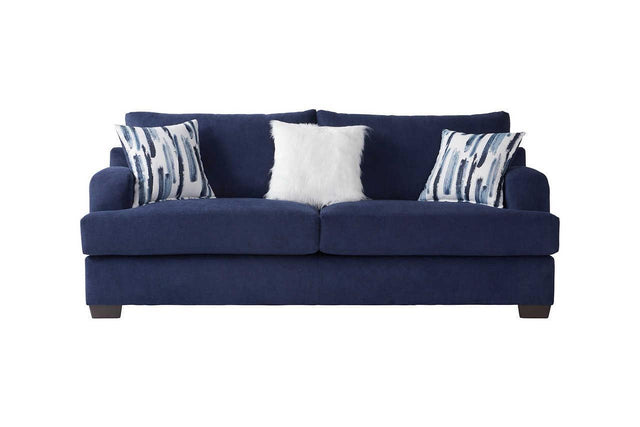 Cameo Navy Blue Modern Contemporary Solid Wood And Metal Velvet Upholstered Sofa - Ella Furniture