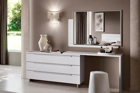 Kimera White Modern Contemporary High Gloss Lacquer Solid Wood LED Bedroom Set - Ella Furniture