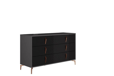 Osiris Black/Gray Modern Contemporary High Gloss Lacquer Solid Wood LED Bedroom Set - Ella Furniture