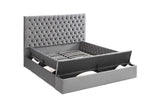 Cataline Grey Modern Contemporary Solid Wood Velvet Upholstered Tufted Storage King Bed - Ella Furniture