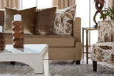 Simone Flax Brown Modern Contemporary Wood, Engineered Wood Fabric Loveseat - Ella Furniture