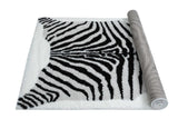 Comfy Shag Black White Area Rug