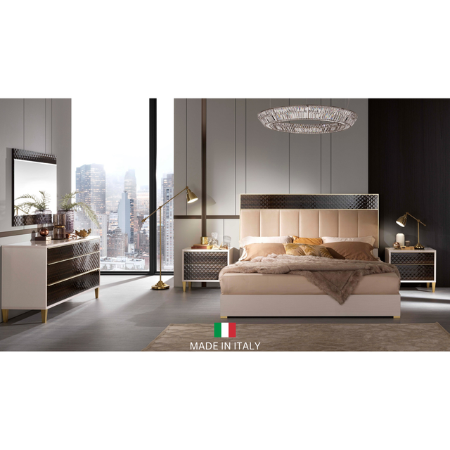 Gemma Italian High Gloss Pearl and 3D Eucalyptol Bedroom Set from Ella Furniture