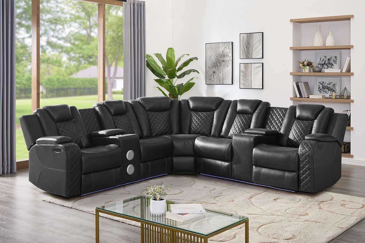 Eclipse Black Air Leather Reclining Set