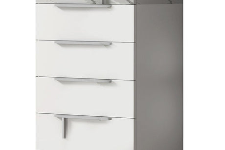 Sunset White/Gray Contemporary Solid Wood Marble Top High Gloss Lacquer 5-Drawers Chest - Ella Furniture