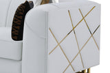 Designer Off-white with Gold Contemporary Wood, Engineered Wood Velvet Chair - Ella Furniture