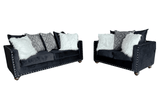 Zander Black Velvet 2-Piece Living Room Set