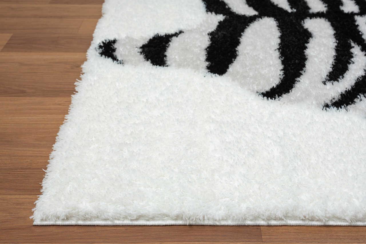 Comfy Shag Black White Area Rug