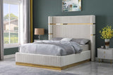 Aspen Cream Velvet Upholstered Platform Queen Bed