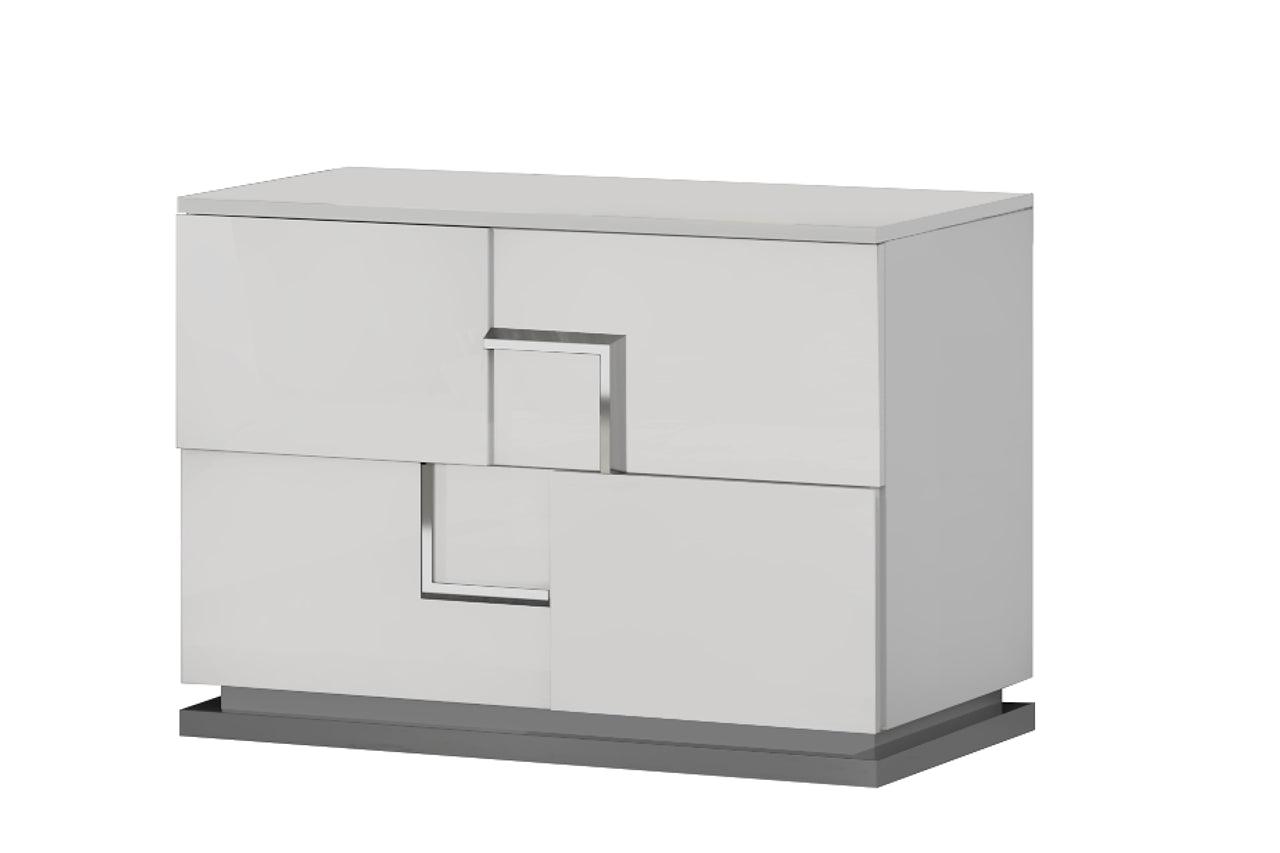 Infinity White Modern Contemporary Acacia Veneer Engineered Wood 2-Drawers Nightstand - Ella Furniture