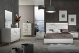 Sofia White Modern Contemporary High Gloss Lacquer Solid Wood Marble Top Bedroom Set - Ella Furniture