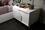 Sofia White Modern Contemporary High Gloss Lacquer Solid Wood Marble Top Bedroom Set - Ella Furniture