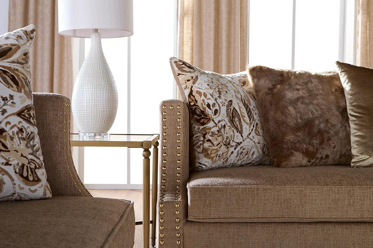 Simone Flax Brown Modern Contemporary Wood, Engineered Wood Fabric Sofa - Ella Furniture