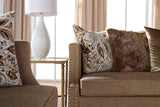 Simone Flax Brown Modern Contemporary Wood, Engineered Wood Fabric Loveseat - Ella Furniture