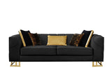 Designer Black with Gold Modern Contemporary Wood, Engineered Wood Velvet Chair - Ella Furniture