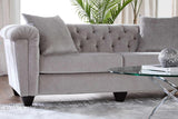 Lush Silver Modern Contemporary Solud Wood Velvet/Fabric Upholstered Tufted Sofa - Ella Furniture