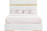 Cartier Ivory/Gold Modern Contemporary Solid Wood Velvet Upholstery Platform King Bed - Ella Furniture