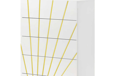 Safa White/Gold Modern Contemporary High Gloss Lacquer Solid Wood 2-Drawers Nightstand - Ella Furniture