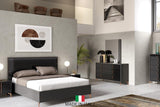 Osiris Black/Gray Modern Contemporary High Gloss Lacquer Solid Wood LED Bedroom Set - Ella Furniture