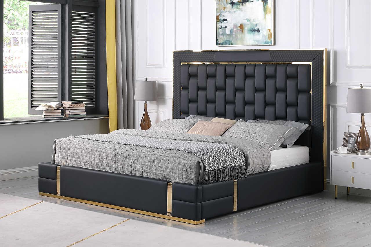 Marbella Black Storage Platform Queen Bed