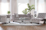 Lush Silver Modern Contemporary Solud Wood Velvet/Fabric Upholstered Tufted Sofa&Loveseat - Ella Furniture