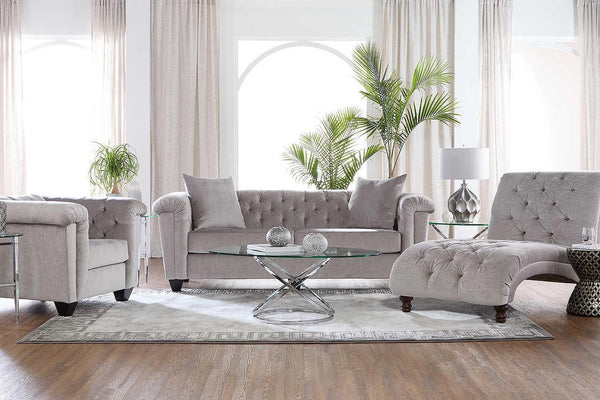 Lush Silver Modern Contemporary Solud Wood Velvet/Fabric Upholstered Tufted Sofa&Loveseat - Ella Furniture