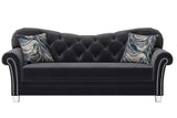 Bing Black Modern Contemporary Wood, Engineered Wood Velvet Tufted Sofa - Ella Furniture