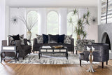 Simone Ash Grey Blue Modern Contemporary Solid Wood Fabric Upholstered Loveseat - Ella Furniture