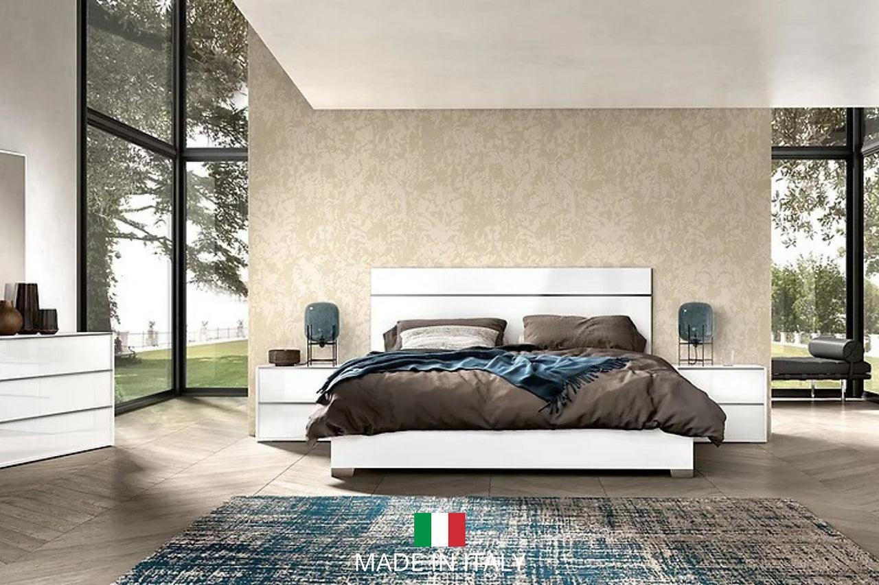 Luna White Contemporary Transitional High Gloss Lacquer Solid Wood Extra Nightstand - Ella Furniture