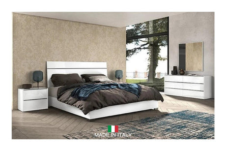 Luna White Contemporary Transitional High Gloss Lacquer Solid Wood Bedroom Set - Ella Furniture