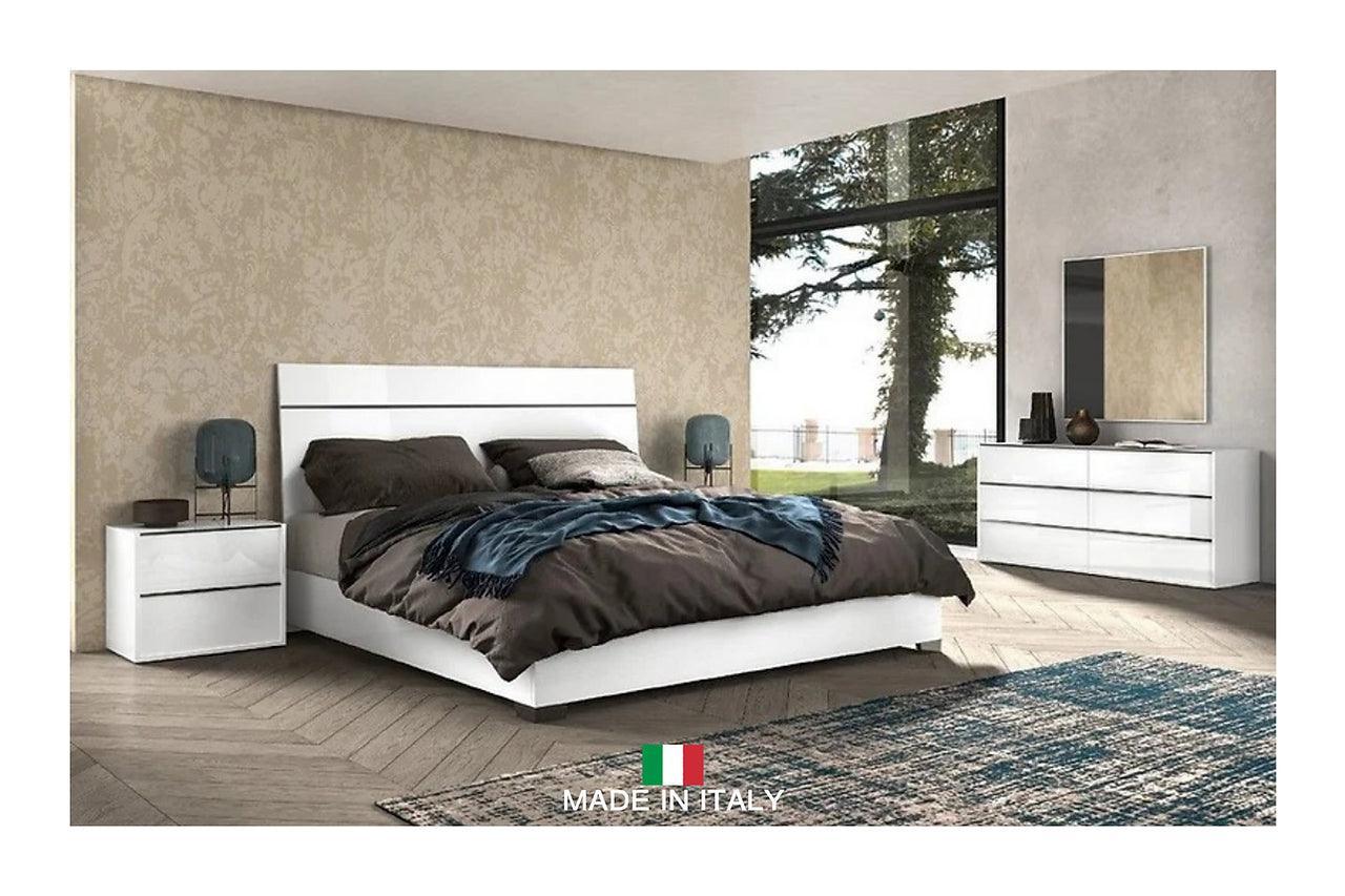 Luna White Contemporary Transitional High Gloss Lacquer Solid Wood Bedroom Set - Ella Furniture