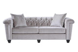 Lush Silver Modern Contemporary Solud Wood Velvet/Fabric Upholstered Tufted Sofa&Loveseat - Ella Furniture