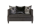 Simone Ash Grey Blue Modern Contemporary Solid Wood Fabric Upholstered Loveseat - Ella Furniture