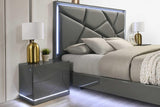 Lily Gray LED Upholstered Platform King Bed