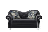 Bing Black Modern Contemporary Wood, Engineered Wood Velvet Tufted Sofa - Ella Furniture
