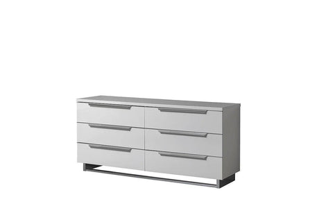 Kimera White Modern Contemporary High Gloss Lacquer Solid Wood 5-Drawers Chest - Ella Furniture