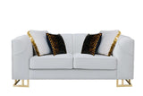Designer Off-white with Gold Contemporary Wood, Engineered Wood Velvet Chair - Ella Furniture