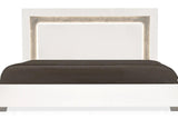 Mara White Modern Traditional Contemporary Marble Top Solid Wood LED Panel Bedroom Set - Ella Furniture