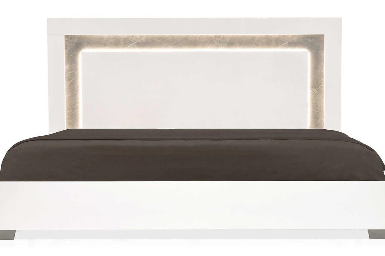 Mara White Modern Traditional Contemporary High Gloss Marble Top Wood Extra Nightstand - Ella Furniture