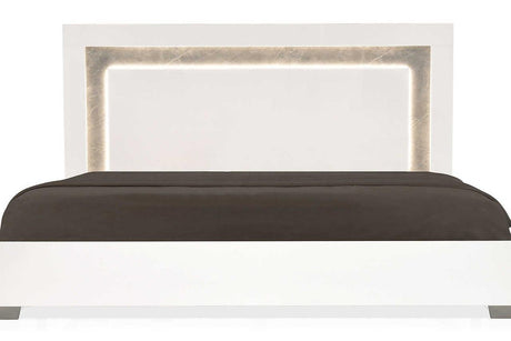 Mara White Modern Traditional Contemporary High Gloss Marble Top Wood Extra Nightstand - Ella Furniture