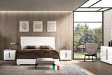 Dafne/mara White Modern Traditional Contemporary Marble Top Solid Wood LED Panel Queen Bed - Ella Furniture