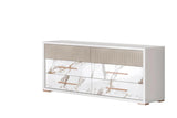 Cruz White/Gray Contemporary High Gloss Lacquer Solid Wood Marble Top 5-Drawers Chest - Ella Furniture