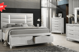 Paola White LED Upholstered Storage Platform Bedroom Set