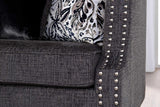 Simone Ash Grey Blue Modern Contemporary Solid Wood Fabric Upholstered Sofa - Ella Furniture