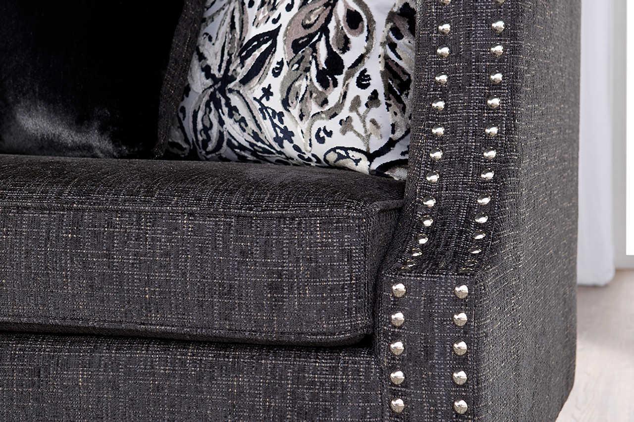Simone Ash Grey Blue Modern Contemporary Solid Wood Fabric Upholstered Loveseat - Ella Furniture