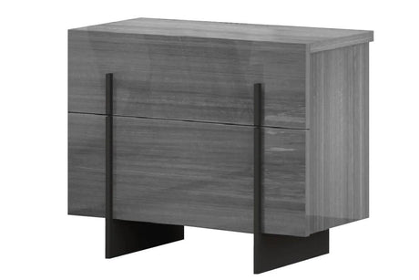 Blade Gray Modern Contemporary Solid Wood And Veneers LED Velvet Bedroom Set - Ella Furniture