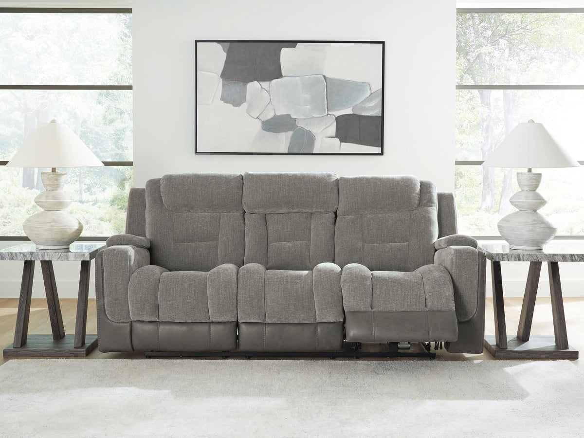 Mixed Motion Shadow Chenille / Faux Leather Power Reclining Sofa — product image 7