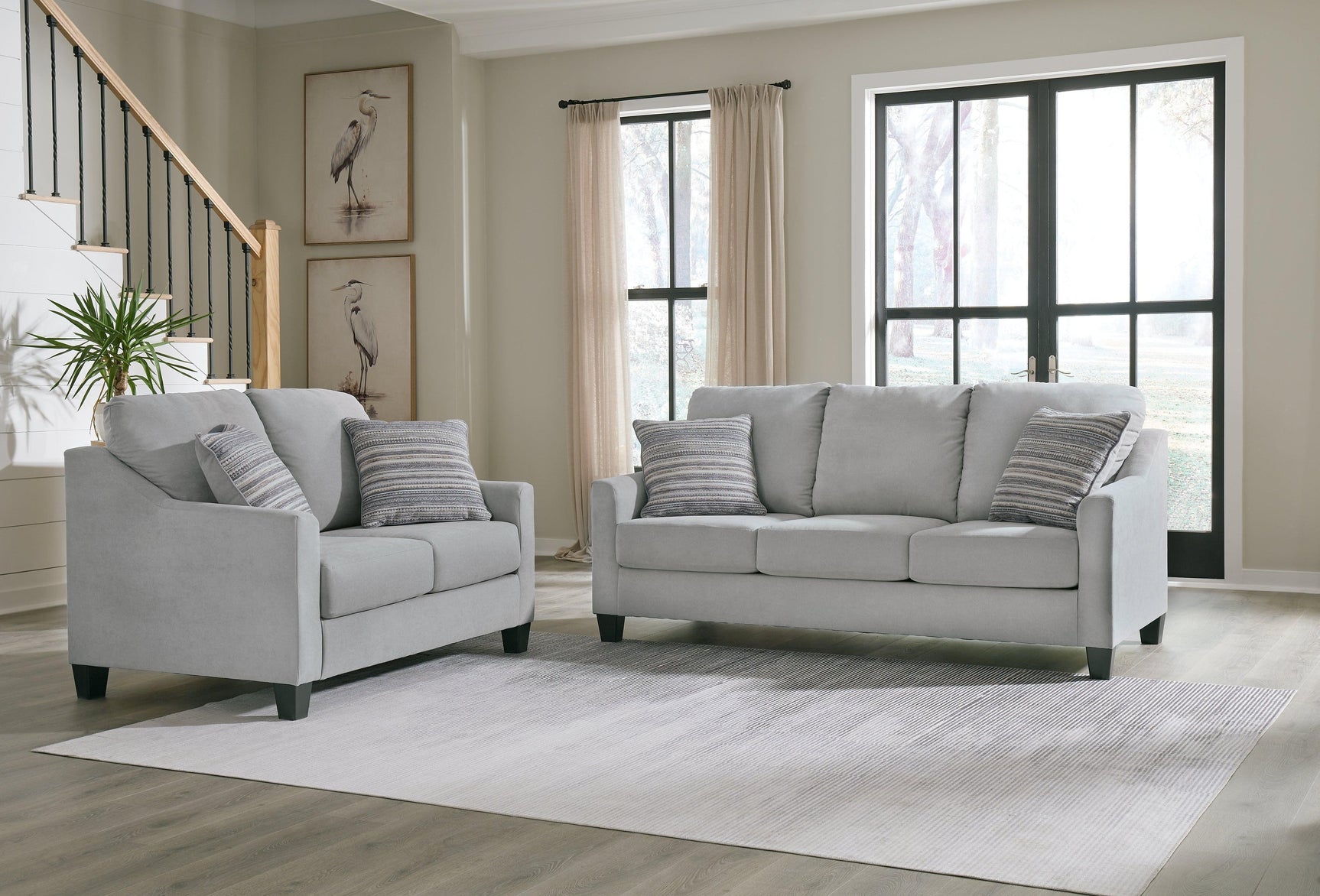 Adlai Shadow Sofa and Loveseat