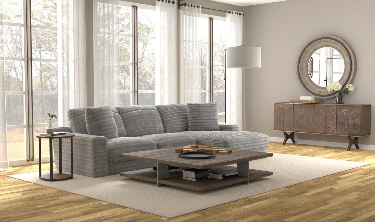 Kelly Oversized Corduroy Gray 123" Sectional with Cupholders